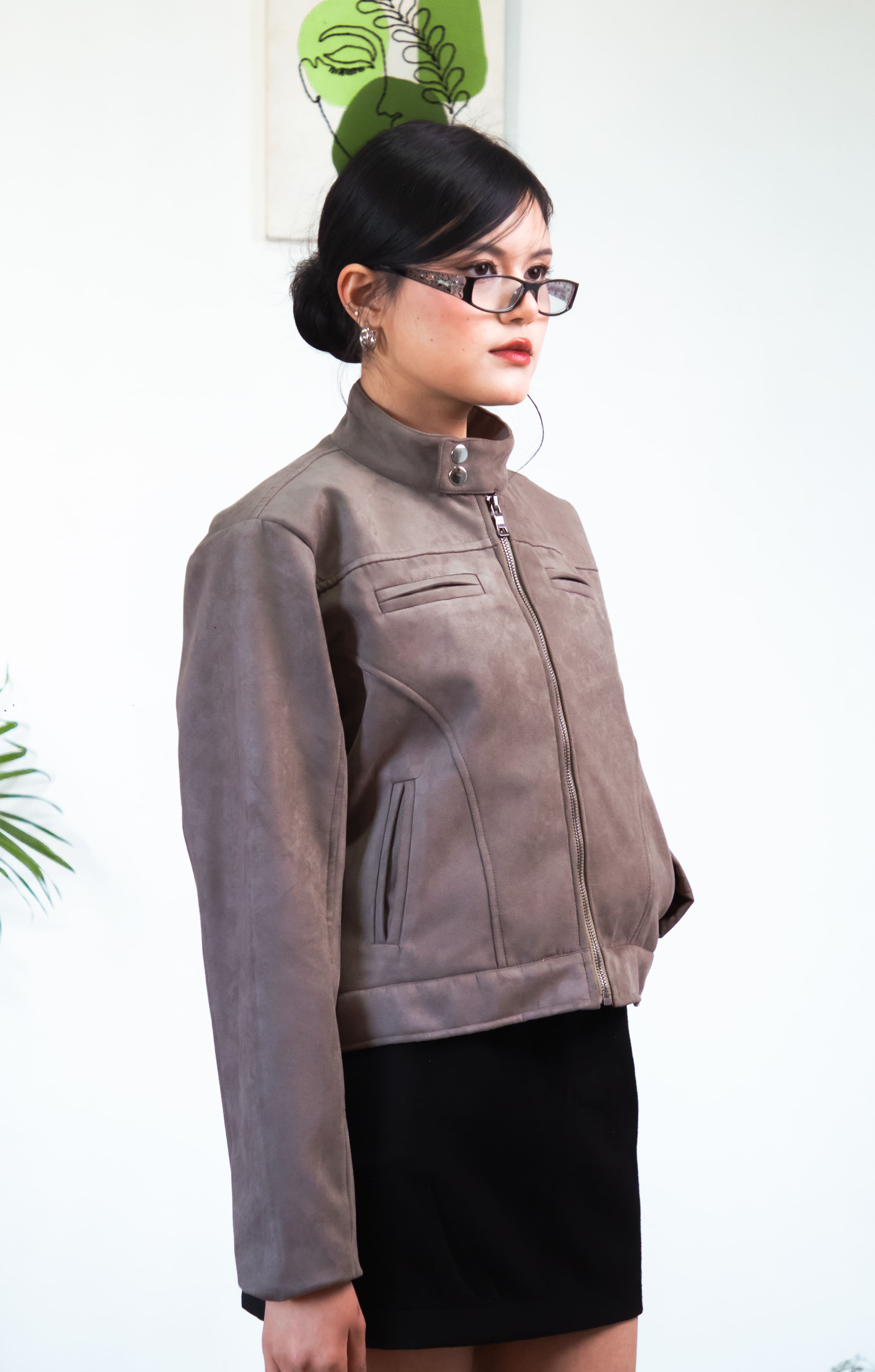 MOTO Gunmetal Grey Suede Jacket